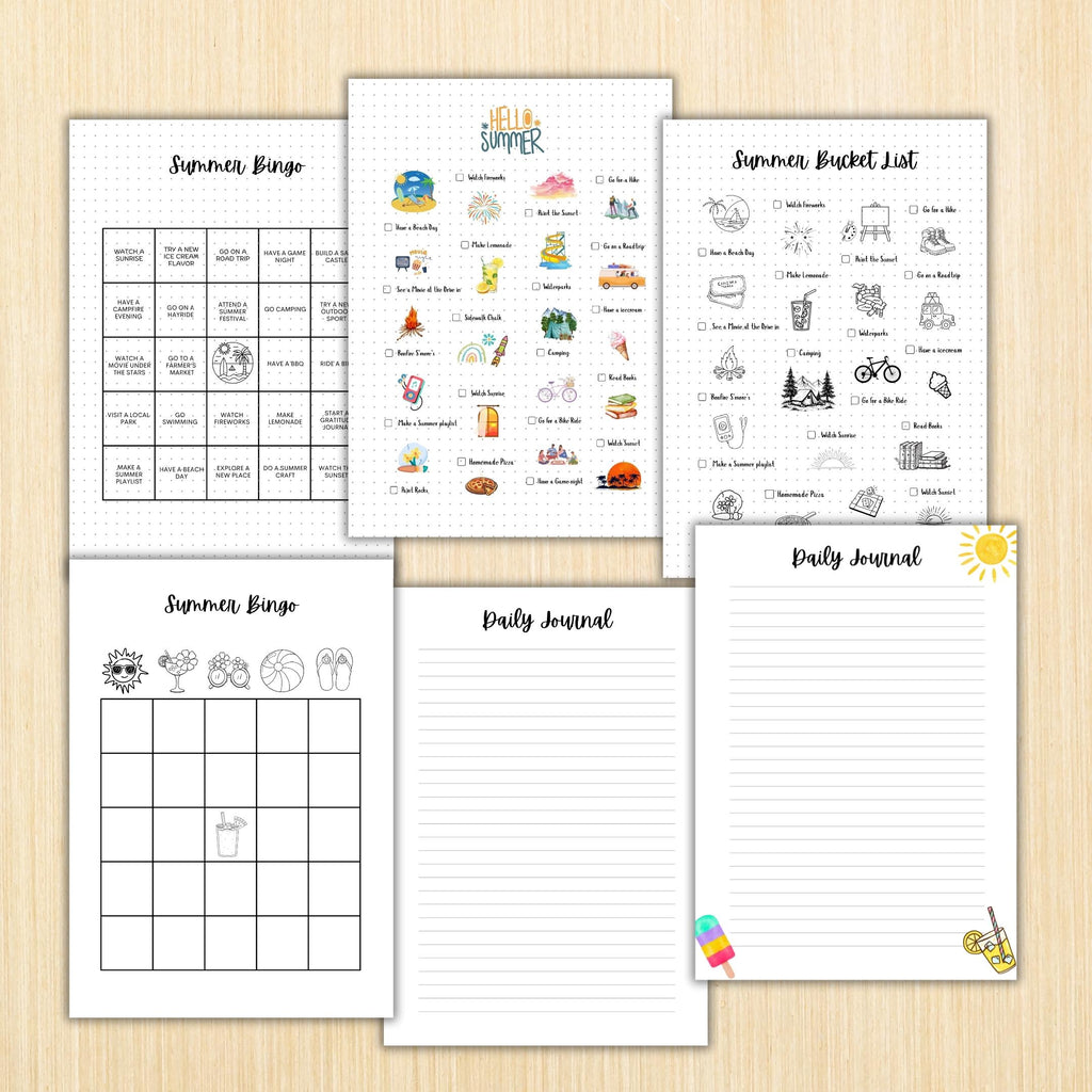 Daily Planner — Summer Journal Bundle, 18 Journal Pages, Summer Tracker Bundle, Summer Bucket List, PRINTAB... | Bloom Joyfully printable