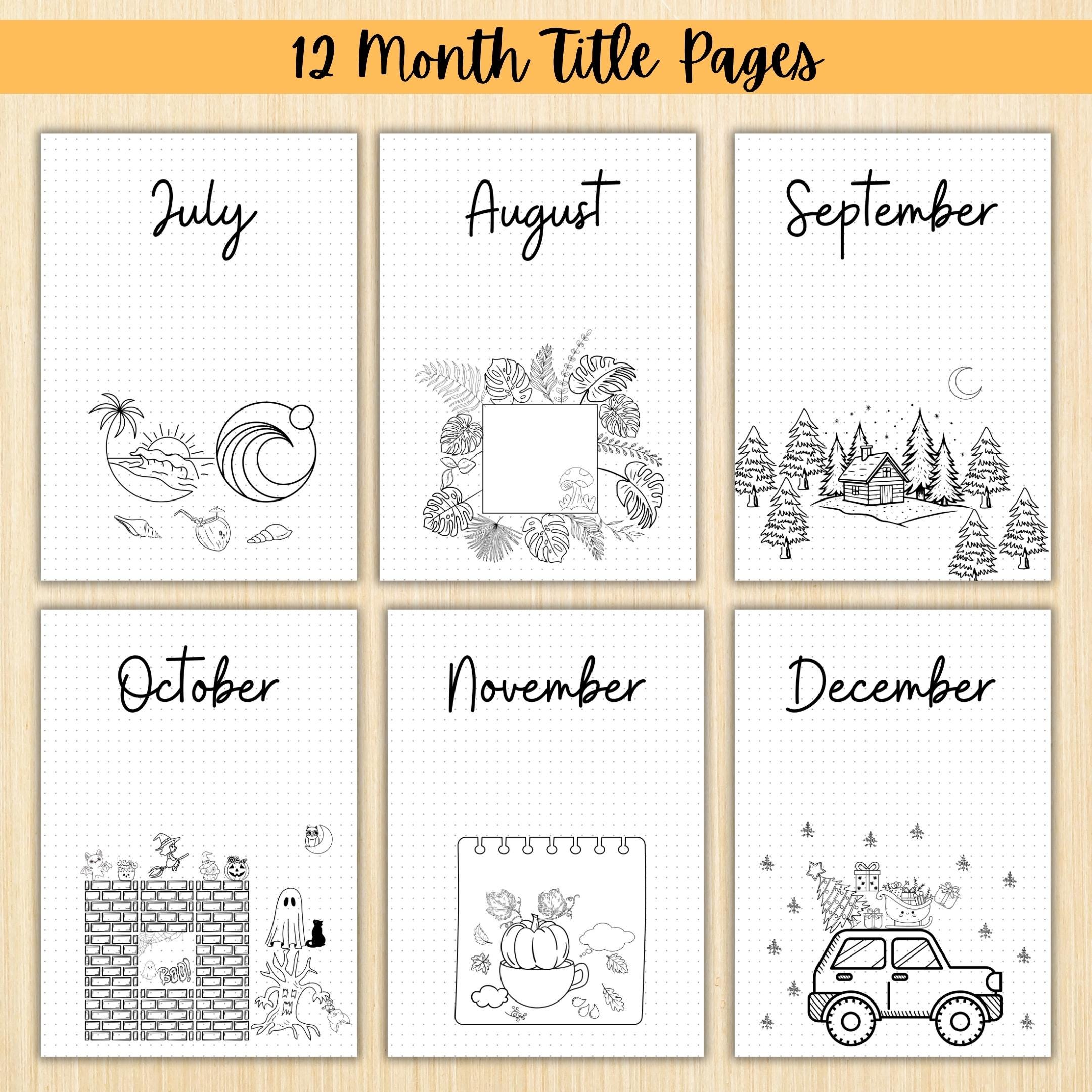 12 Month Cover Pages — 12 Month Printable Pages Bundle, Aesthetic Monthly Covers, PRINTABLE Monthly Title P... | Bloom Joyfully printable