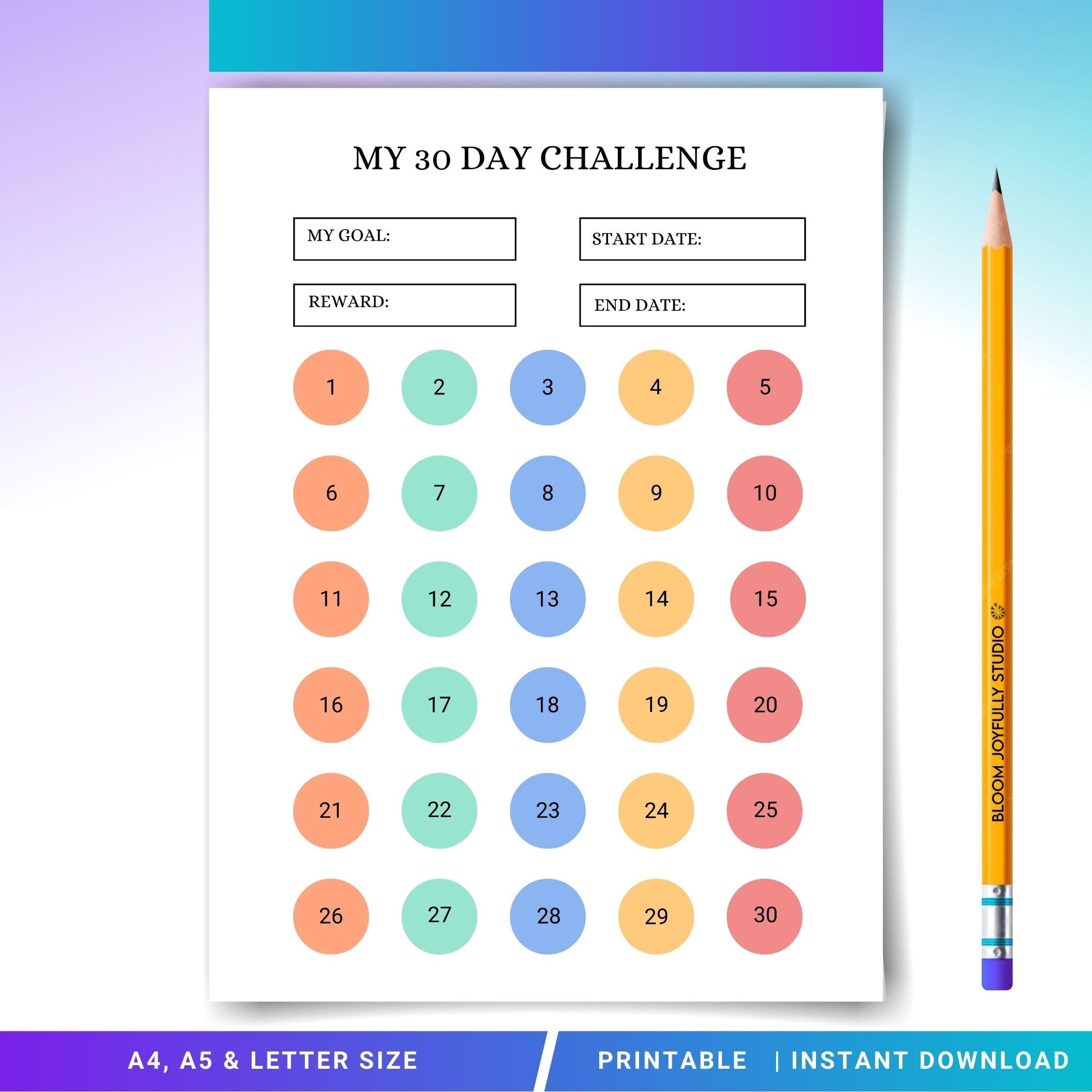 Daily Habits — 30 Day Challenge PRINTABLE, Habit Tracker, Goal Setting, Habit Challenge, Habit Planner, A4/... | Bloom Joyfully printable