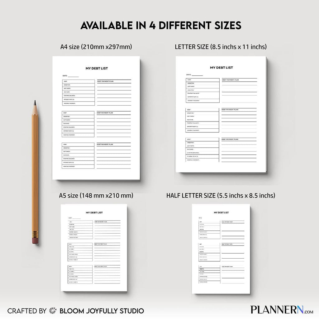 Bill Payment Tracker — My Debt List Printable, Loan & Credit Card Organizer, Budget Planner PDF, Instant Do... | Bloom Joyfully printable