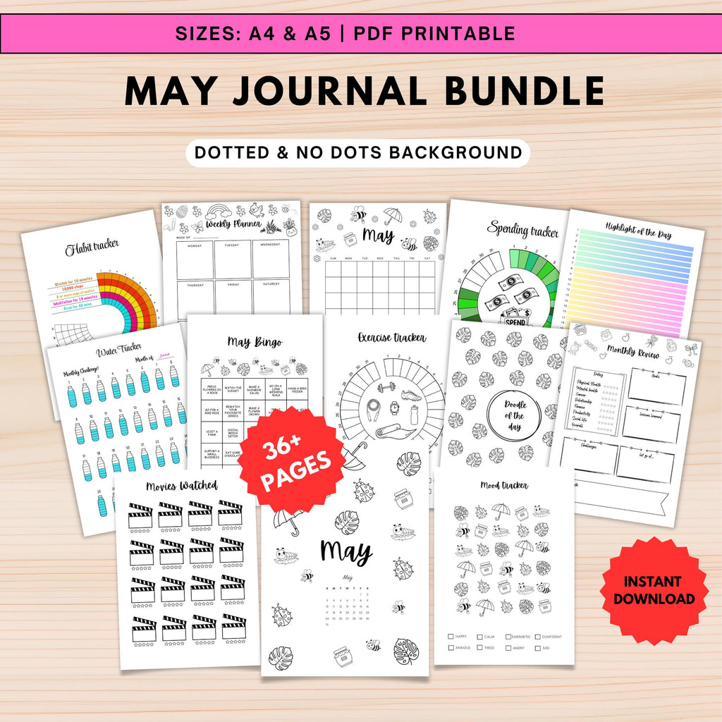 Budget Tracker — Printable Planner Bundle, May 2026 Journal, Habit Mood Tracker, Weekly Daily Monthly, Life... | Mindfulness printable