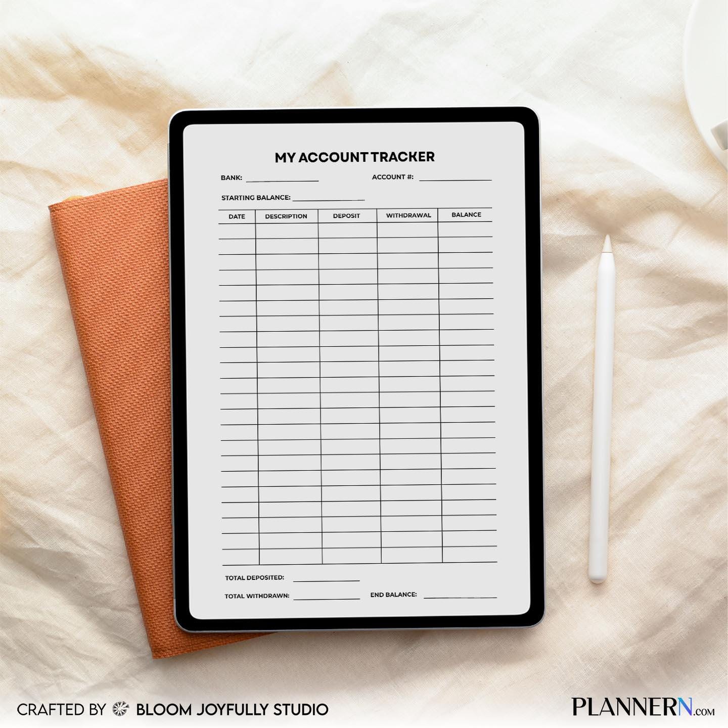 Account Balance — Account Tracker PRINTABLE, Personal Finance Planner Insert, Budget and Money Organizer PD... | Bloom Joyfully printable