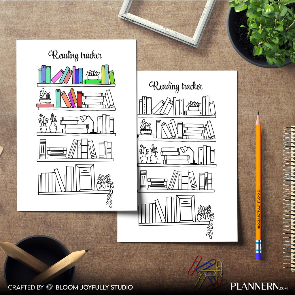 Book Journal — Bookshelf Reading Tracker PRINTABLE, Reading Tracker, Reading Log, Habit Tracker, Book Track... | Bloom Joyfully printable