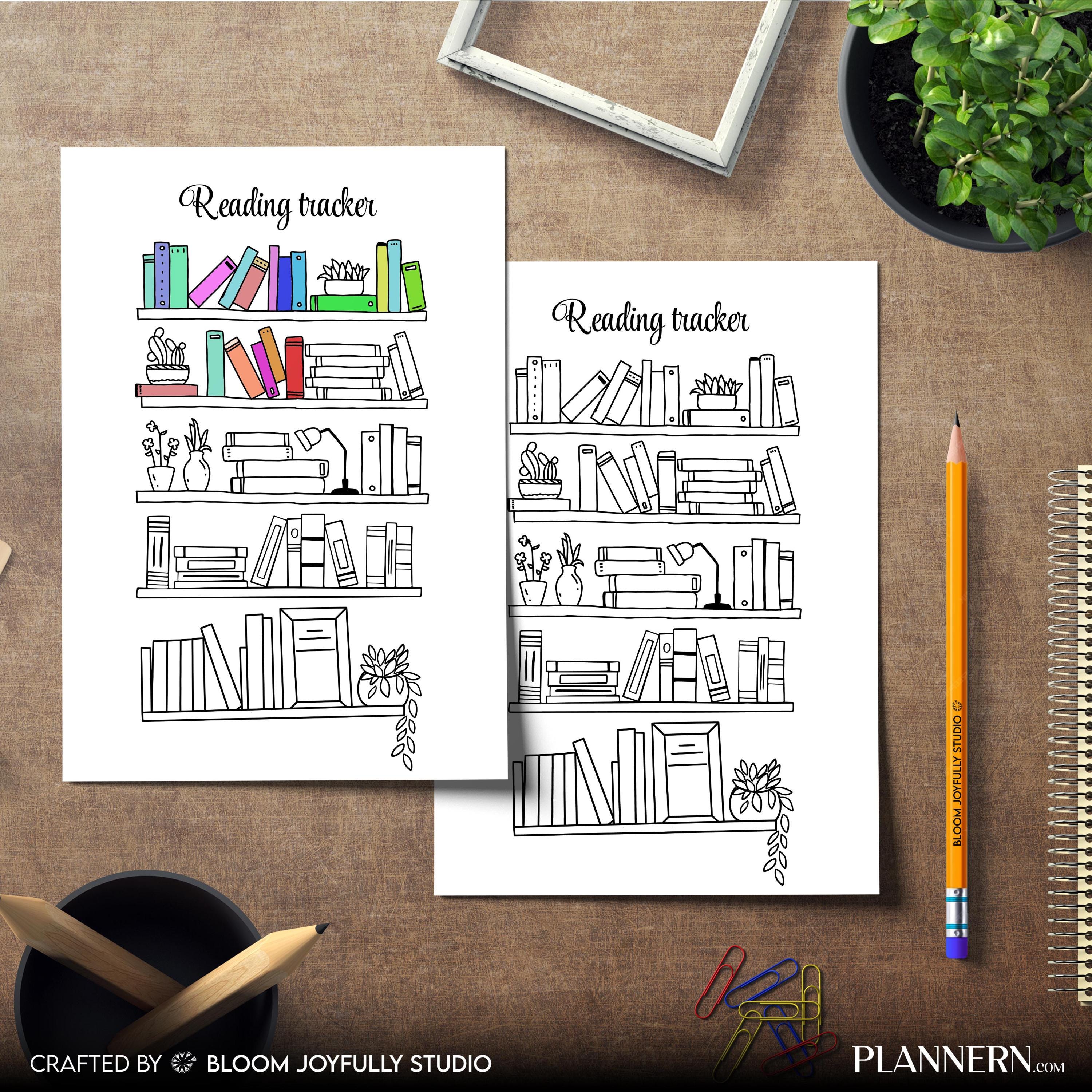 Book Journal — Bookshelf Reading Tracker PRINTABLE, Reading Tracker, Reading Log, Habit Tracker, Book Track... | Bloom Joyfully printable