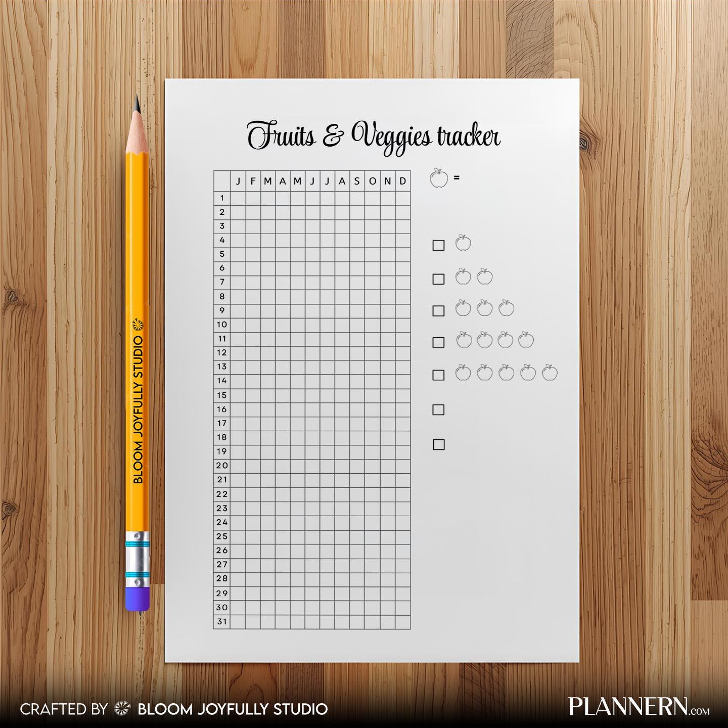 Clean Eating Tracker — Fruits and Veggies Tracker PRINTABLE, Daily Fruit & Vegetable Intake Log, Healthy Ea... | Nutri Track printable