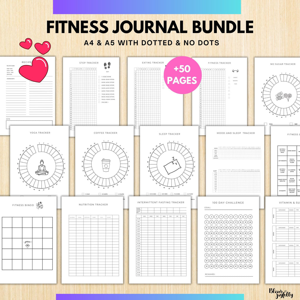 Daily Fitness Plan — FITNESS Tracker Printable Bundle, Health & Workout Planner, Fitness Tracker Kit, Worko... | Nutri Track printable