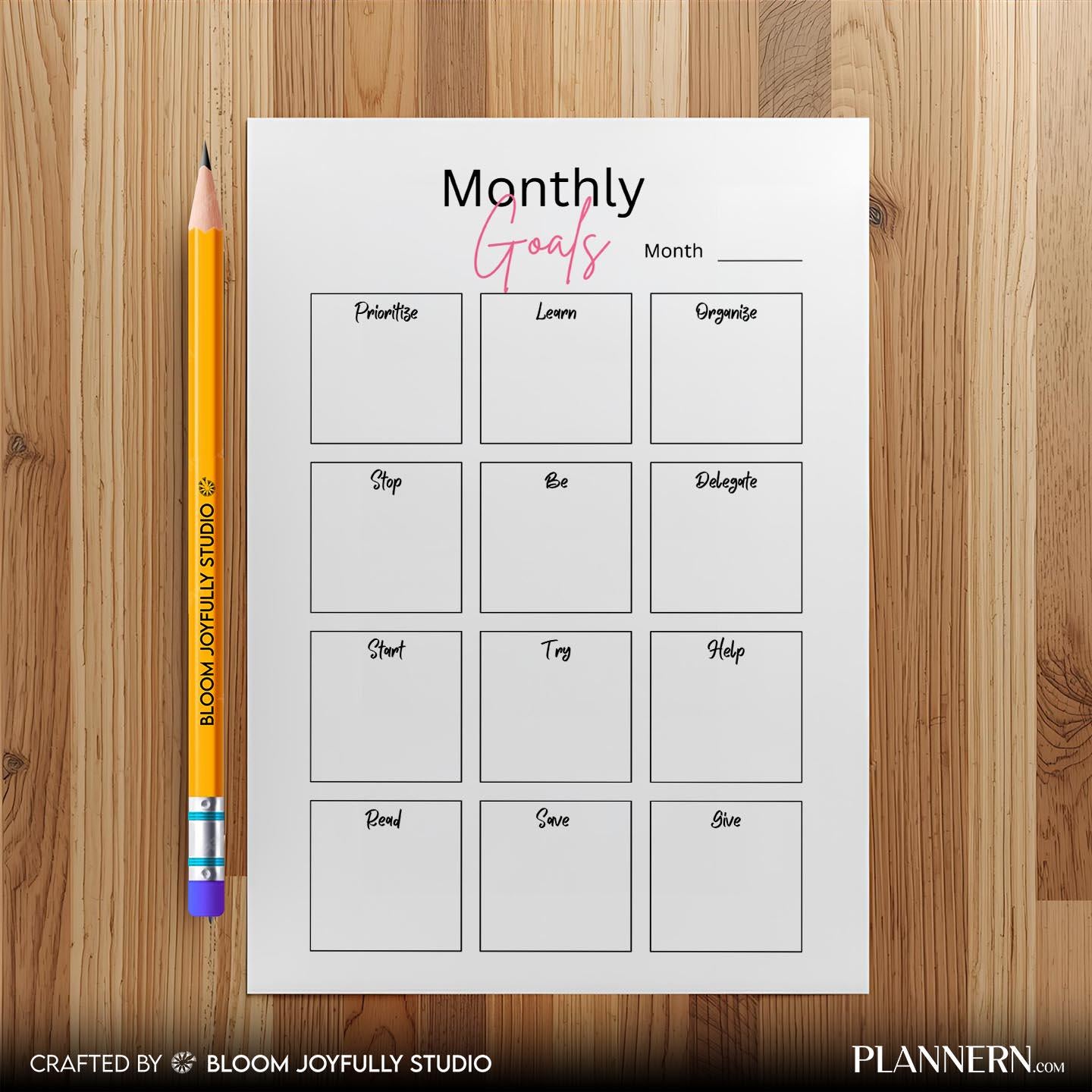 Digital Planner — Monthly Goals Planner PRINTABLE, Goal Setting Worksheet, Productivity and Life Planner, I... | Bloom Joyfully printable