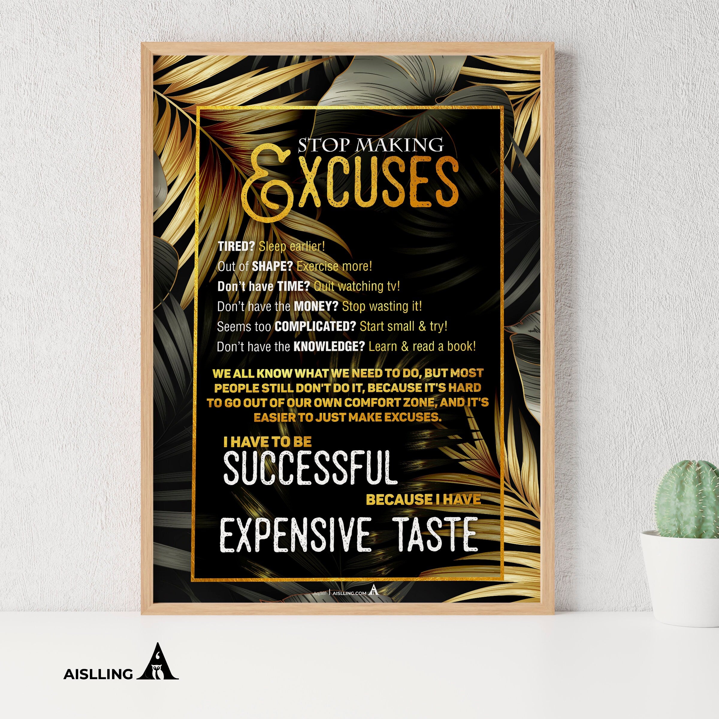 Aislling — Stop Making Excuses Quotes Printables, Motivational Quote wall art Inspirational quotes Motivati... | Aislling printable