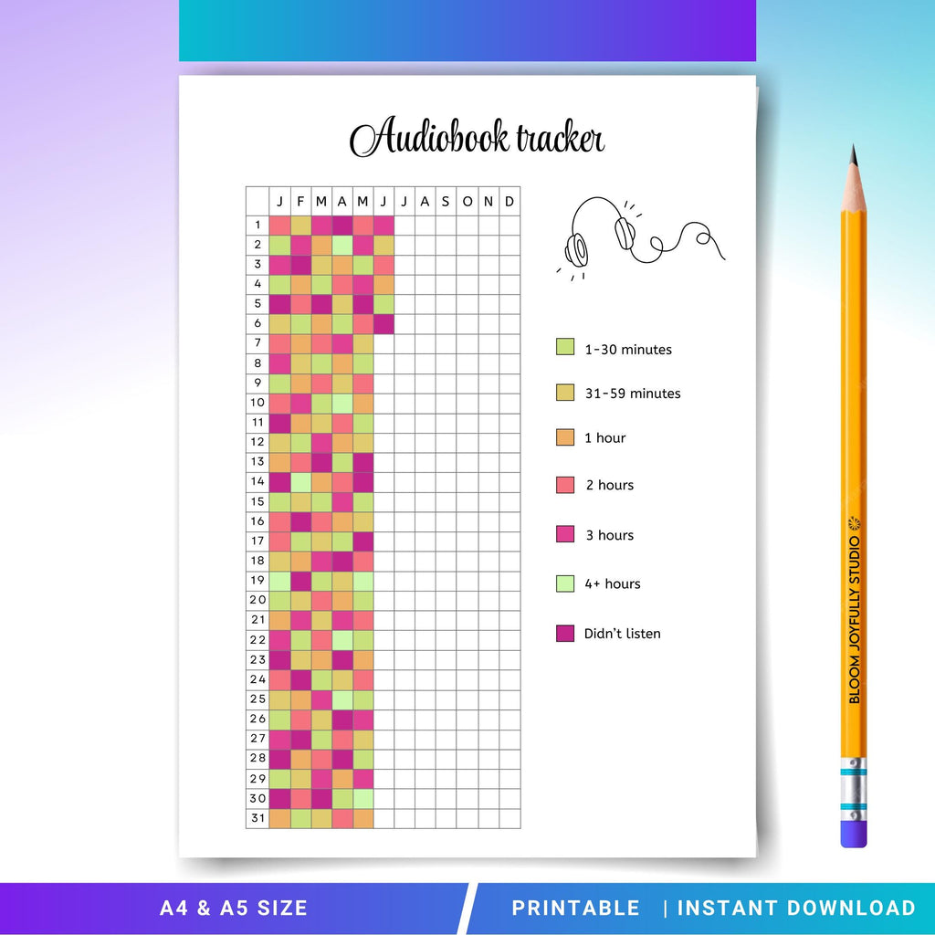 Audiobook Journal — Audiobook Tracker PRINTABLE, Reading Journal, Reading Tracker, Planner Page, Audiobook ... | Bloom Joyfully printable