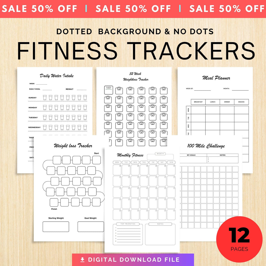 Activity Tracker — FITNESS tracker Bundle, Digital Planner Pages, A4 & A5 SIZE, PRINTABLE journal Pages (Bu... | Nutri Track printable