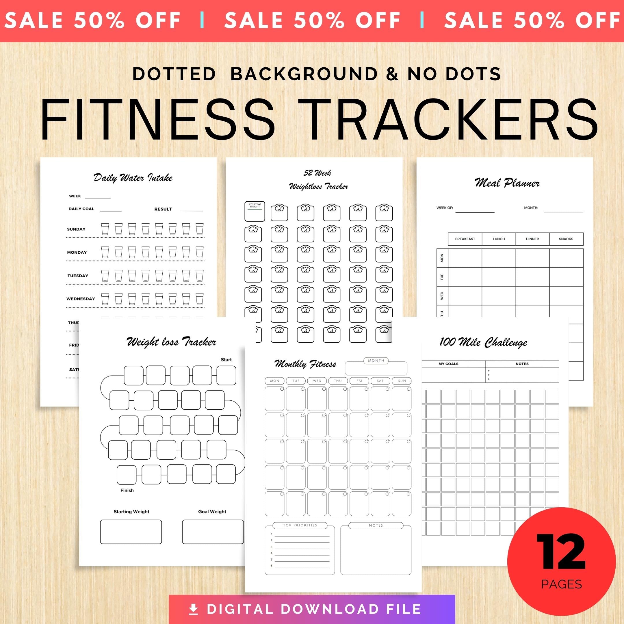 Activity Tracker — FITNESS tracker Bundle, Digital Planner Pages, A4 & A5 SIZE, PRINTABLE journal Pages (Bu... | Nutri Track printable