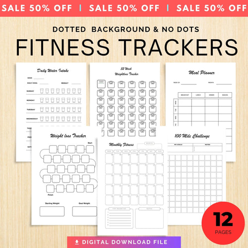 Activity Tracker — FITNESS tracker Bundle, Digital Planner Pages, A4 & A5 SIZE, PRINTABLE journal Pages (Bu... | Nutri Track printable