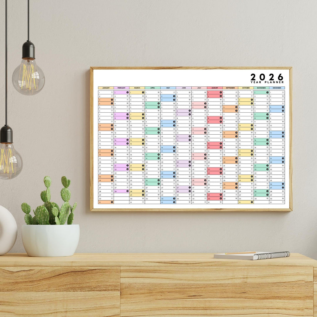 2026 Planner — 2026 PRINTABLE Wall Calendar, Dated Calendar, PDF, Different Sizes Available, Plan Your Day ... | Bloom Joyfully printable