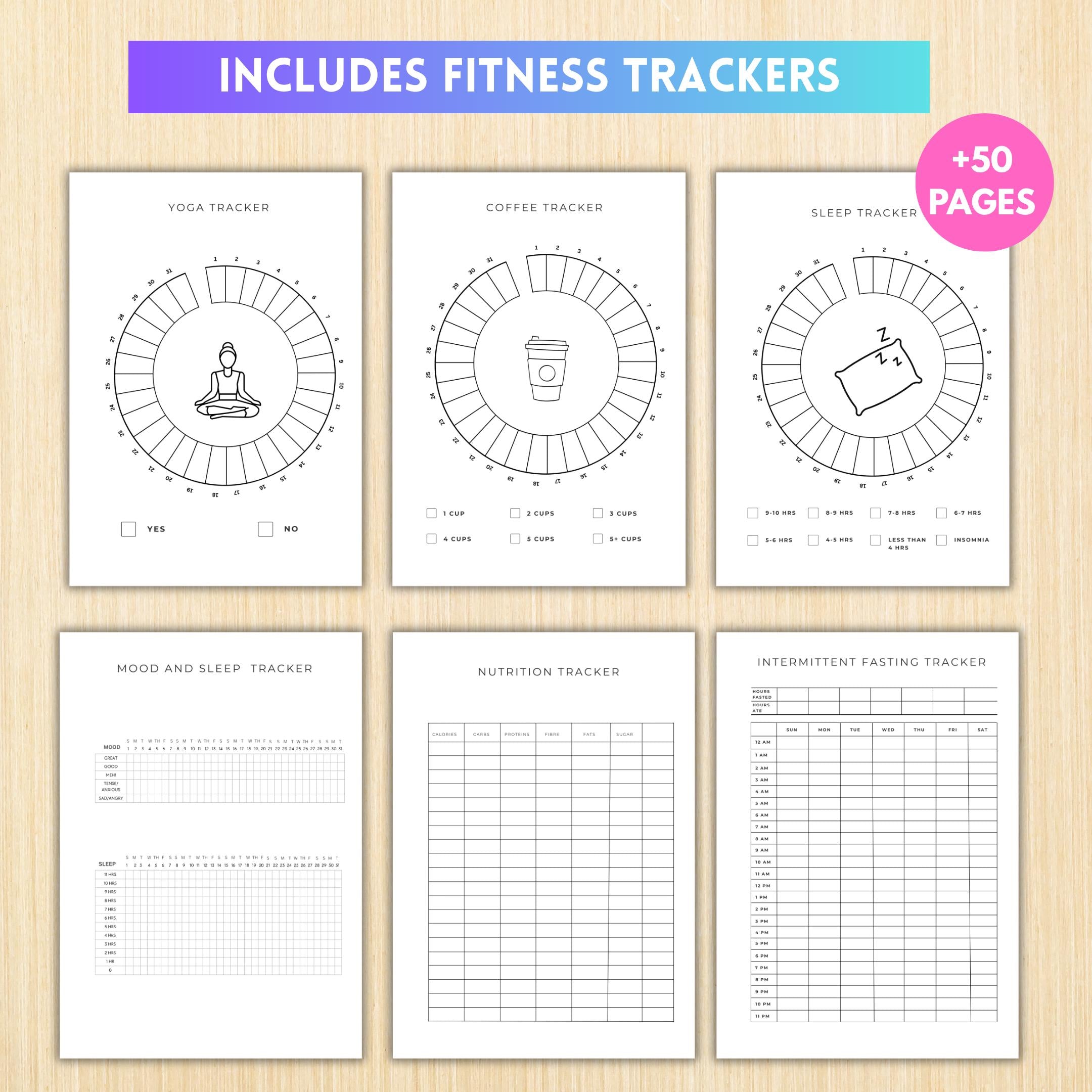 Daily Fitness Plan — FITNESS Tracker Printable Bundle, Health & Workout Planner, Fitness Tracker Kit, Worko... | Nutri Track printable