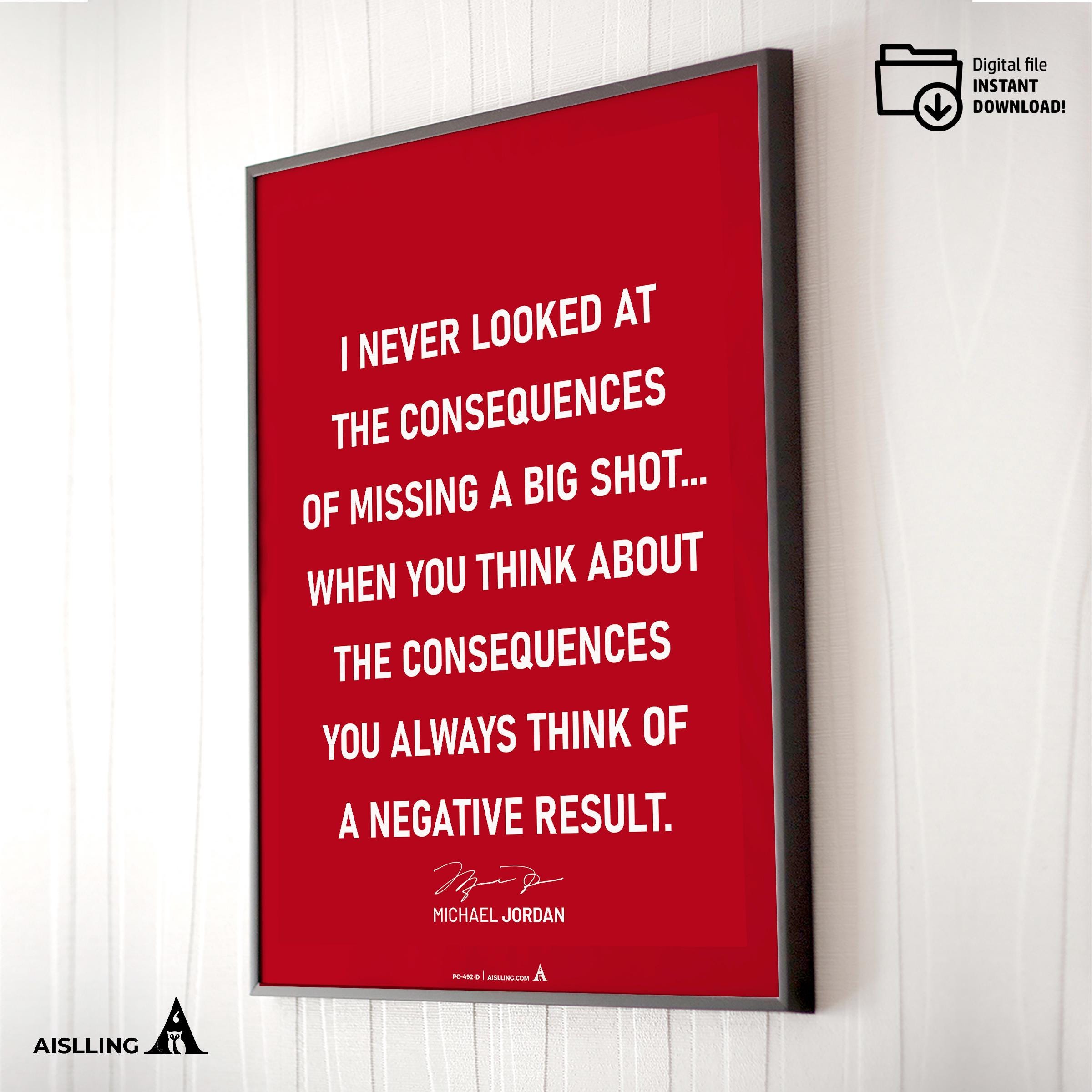 Athlete Quote — Michael Jordan Quote Poster: Motivational Basketball Art (Digital Download) | Aislling printable