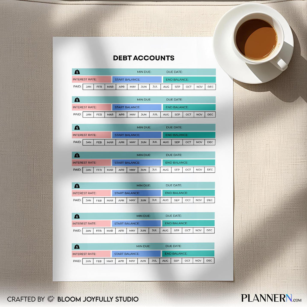 Bill Payment Tracker — Debt Tracker PRINTABLE, Monthly Debt Payment Log, Bill & Loan Payoff Planner, Budget... | Bloom Joyfully printable