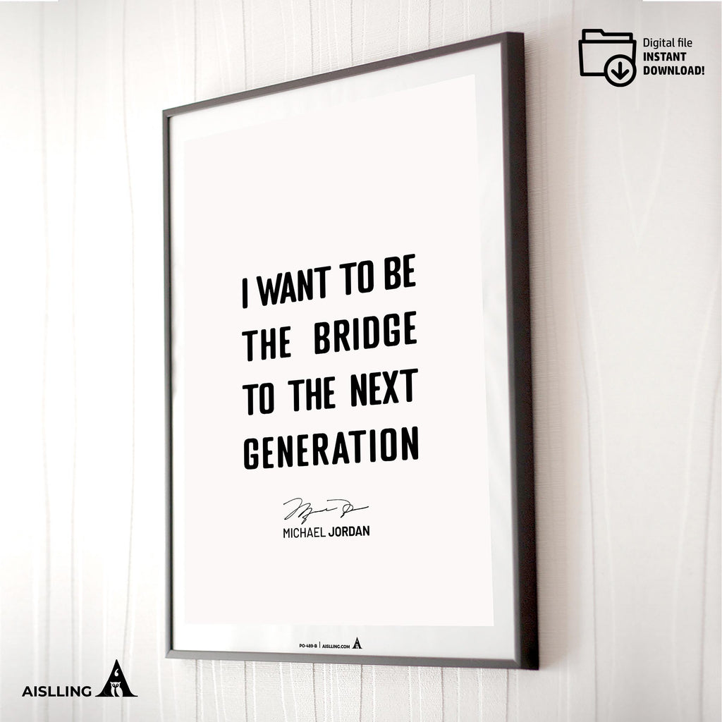 Athlete Quote — Michael Jordan Quote Printable Wall Art, "I want to be perceived", Motivational Basketball ... | Aislling printable