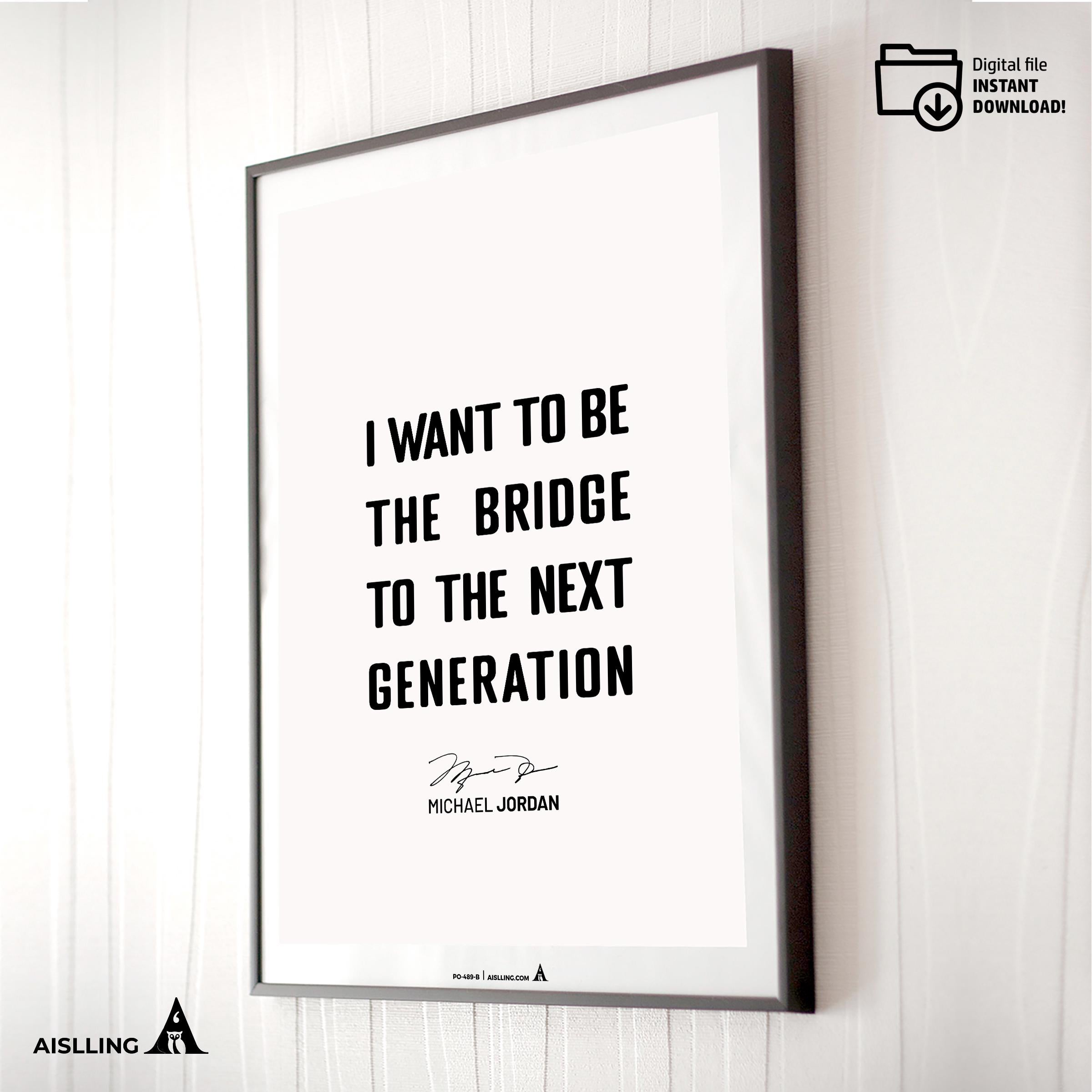Athlete Quote — Michael Jordan Quote Printable Wall Art, "I want to be perceived", Motivational Basketball ... | Aislling printable