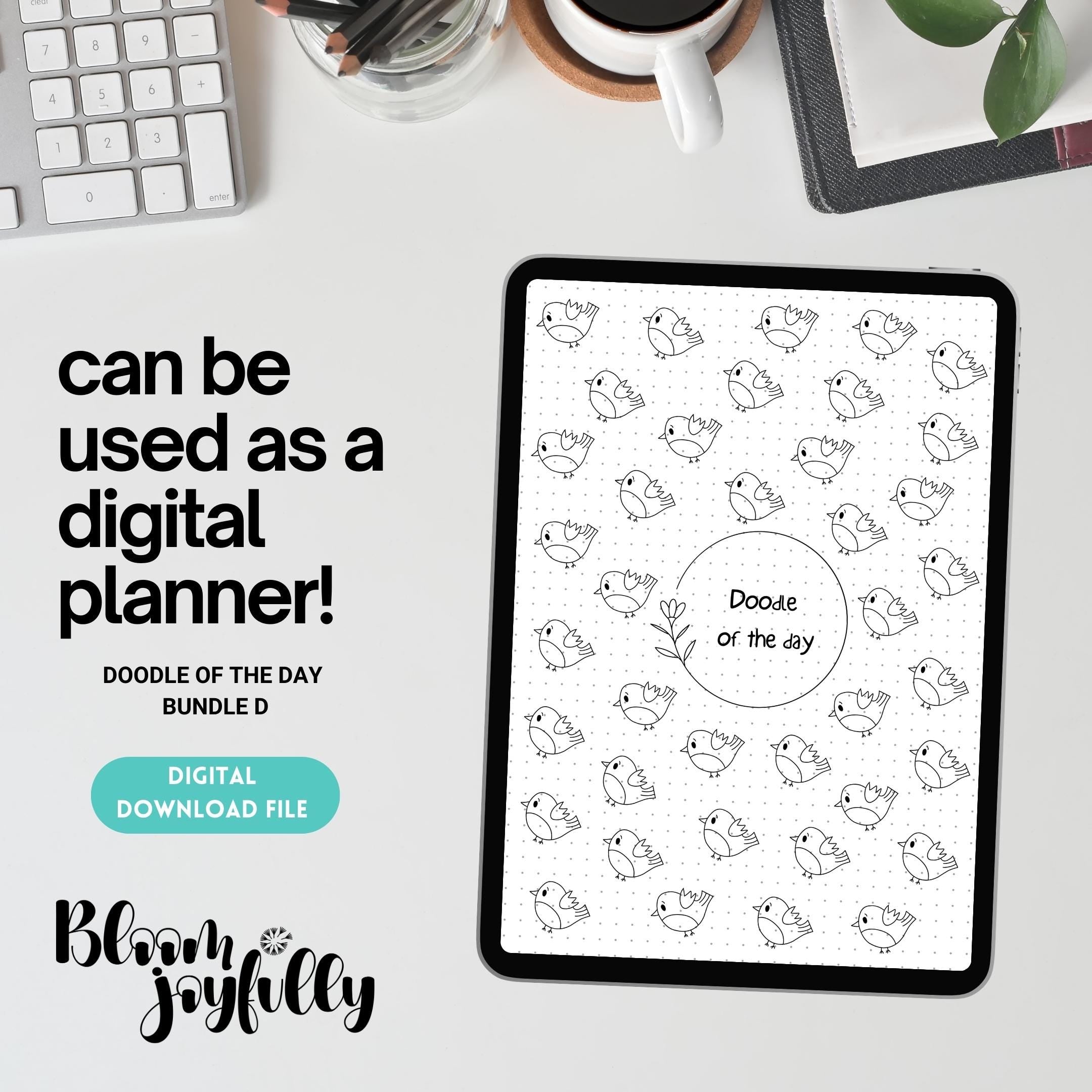 365 Days Drawing — DOODLE of the Day Bundle, Creative Doodle of the Day, Daily Doodle Journal, PRINTABLE Jo... | Mindfulness printable