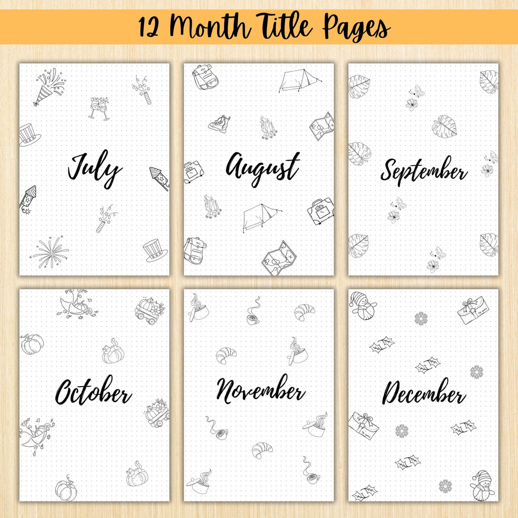 12 Month Cover Pages — 12 Month Title Page Bundle, Printable Monthly Planner Covers, PRINTABLE TITLE PAGE, ... | Bloom Joyfully printable