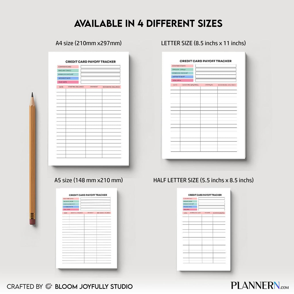 Budget Pdf Download — Credit Card Payoff Tracker PRINTABLE, Debt Payoff Planner, Payment and Balance Tracke... | Bloom Joyfully printable