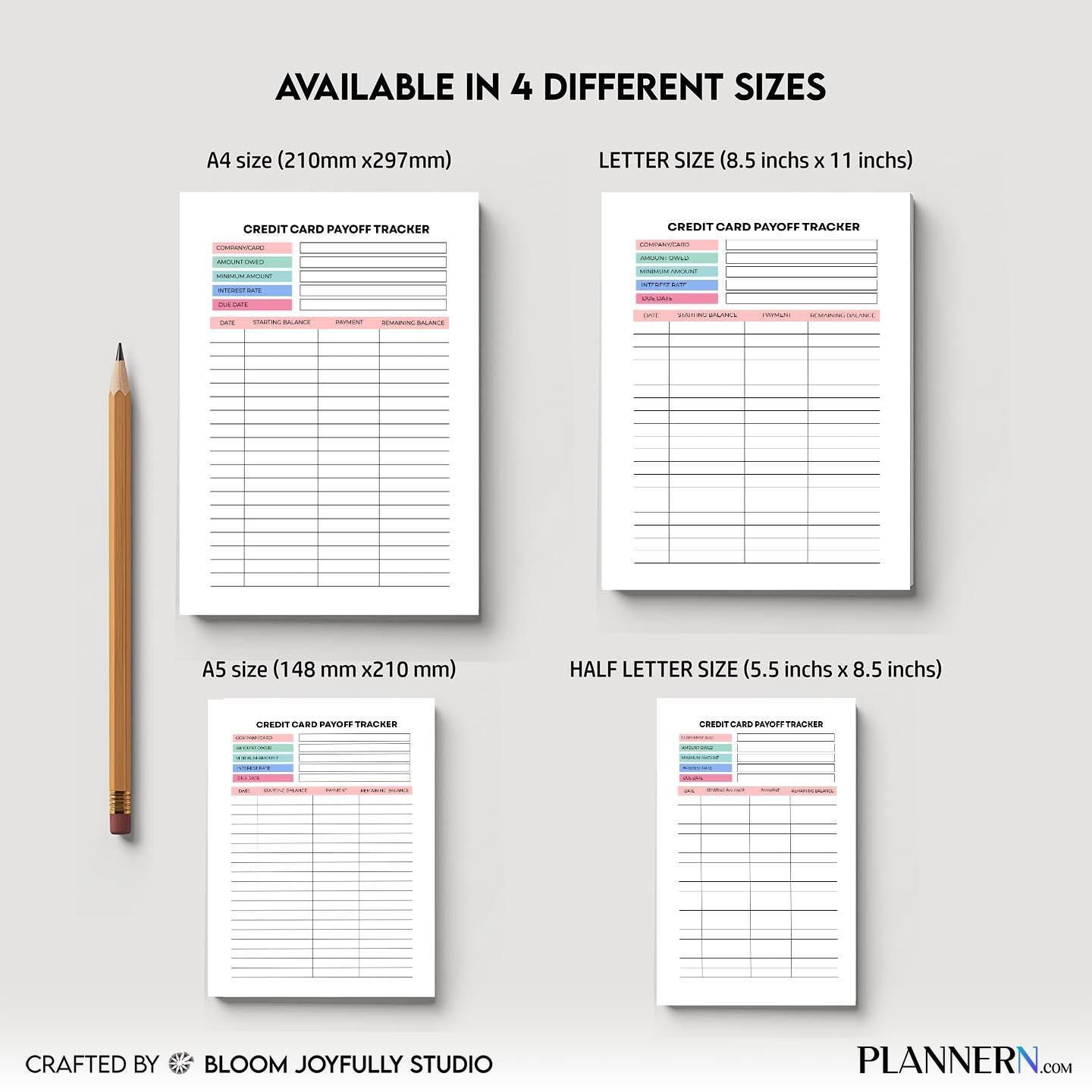 Budget Pdf Download — Credit Card Payoff Tracker PRINTABLE, Debt Payoff Planner, Payment and Balance Tracke... | Bloom Joyfully printable