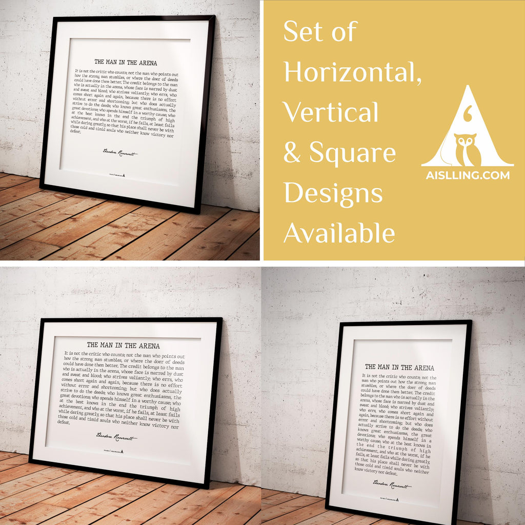 Daring Greatly — The Man In The Arena PRINTABLE, Inspirational QUOTE, Motivational POSTER, Office Wall, Man... | Aislling printable
