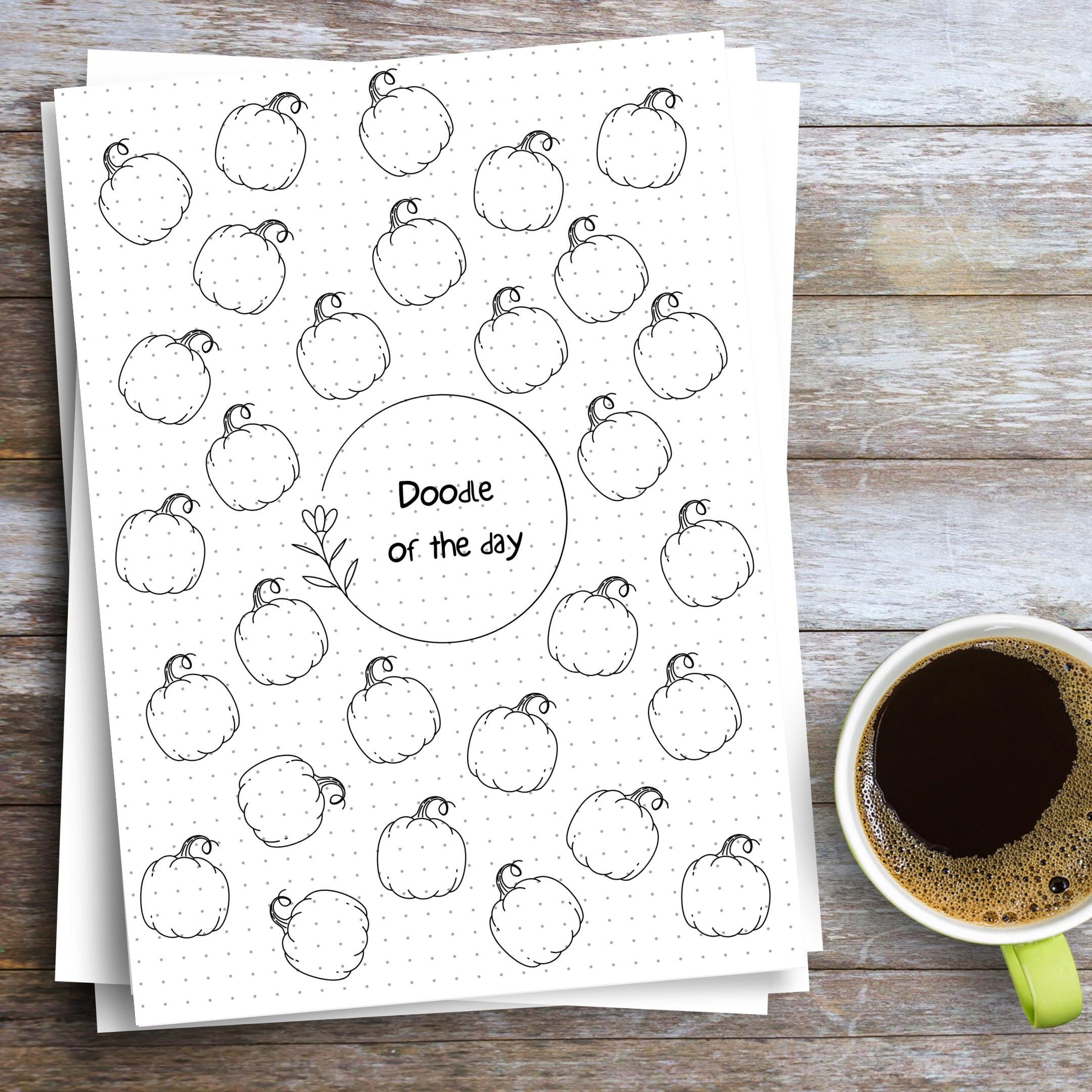 365 Days Drawing — DOODLE of the Day Bundle, Creative Doodle of the Day, Daily Doodle Journal, PRINTABLE Jo... | Mindfulness printable