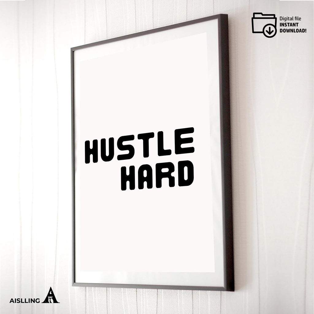 Boho Typography Wall — Hustle Hard Printable Wall Art, Motivational Quote Poster, Pastel Affirmation Print,... | Mindfulness printable