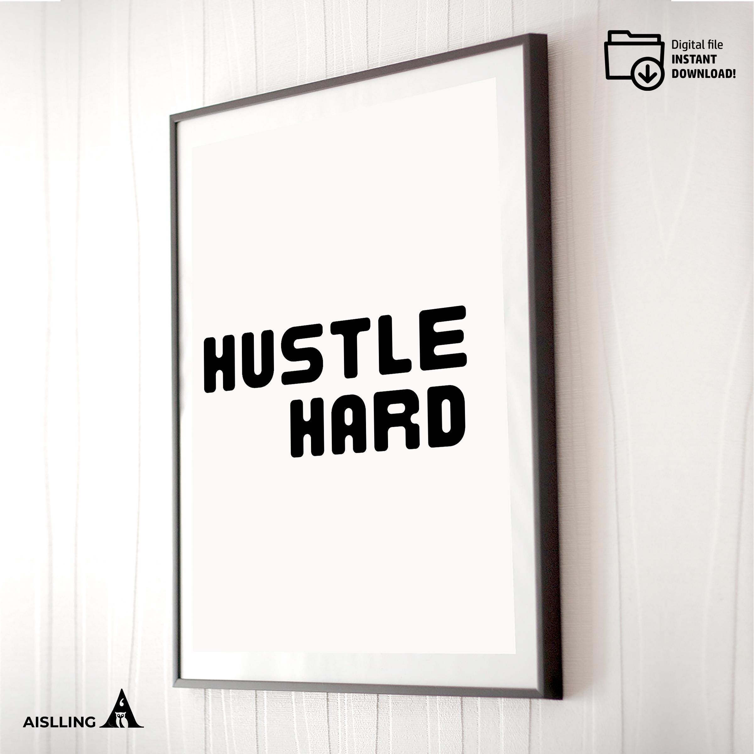 Boho Typography Wall — Hustle Hard Printable Wall Art, Motivational Quote Poster, Pastel Affirmation Print,... | Mindfulness printable