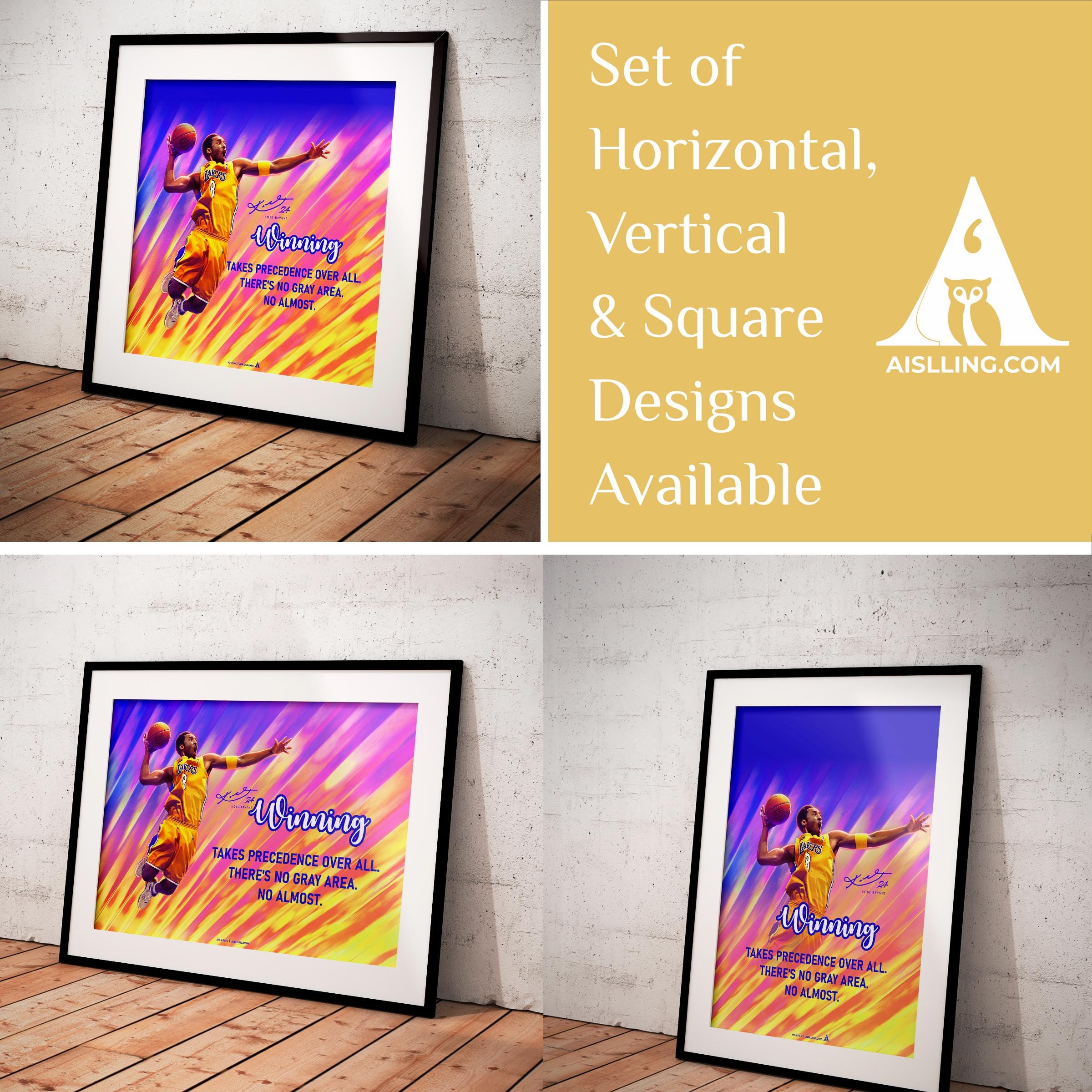 Abstract Wall Art — Kobe Bryant Poster, Minimalist Basketball Printable Quote Wall Art, NBA Black Mamba Mot... | Aislling printable