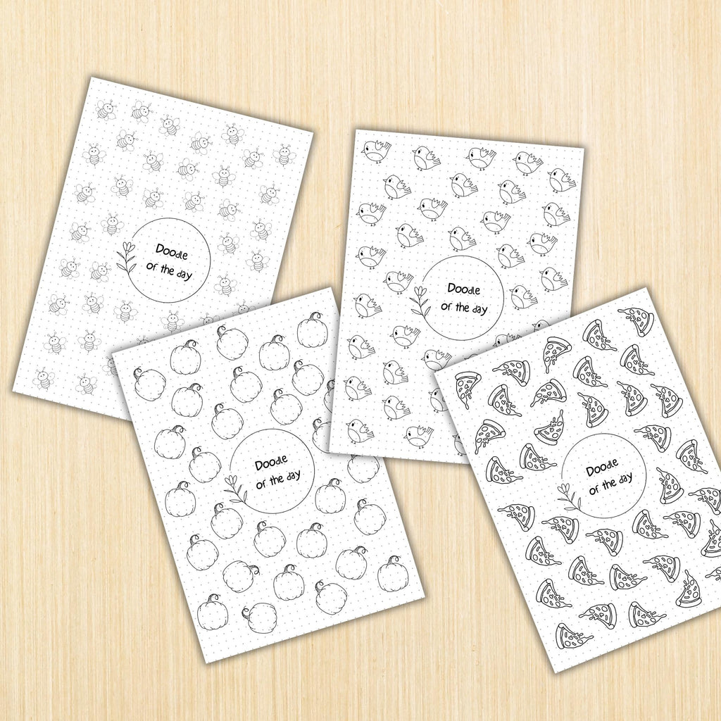 365 Days Drawing — DOODLE of the Day Bundle, Creative Doodle of the Day, Daily Doodle Journal, PRINTABLE Jo... | Mindfulness printable