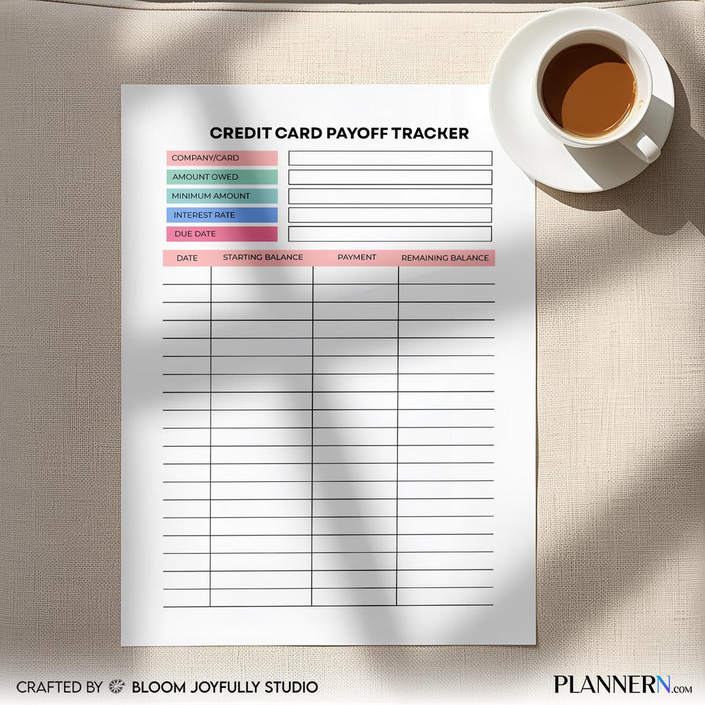 Budget Pdf Download — Credit Card Payoff Tracker PRINTABLE, Debt Payoff Planner, Payment and Balance Tracke... | Bloom Joyfully printable