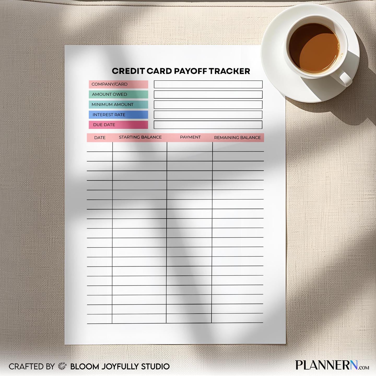 Budget Pdf Download — Credit Card Payoff Tracker PRINTABLE, Debt Payoff Planner, Payment and Balance Tracke... | Bloom Joyfully printable