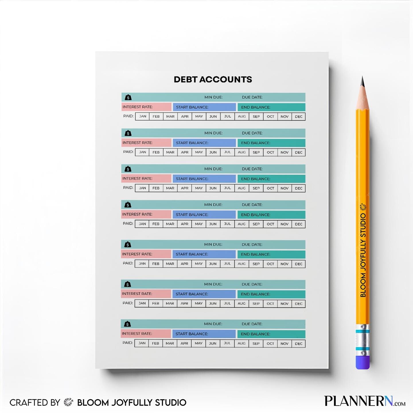 Bill Payment Tracker — Debt Tracker PRINTABLE, Monthly Debt Payment Log, Bill & Loan Payoff Planner, Budget... | Bloom Joyfully printable