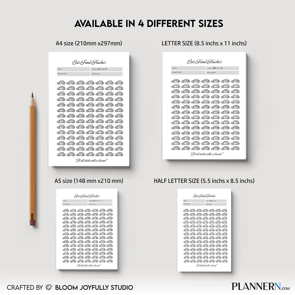 Budget Planner — Car Fund Tracker Printable, Car Savings Tracker, Vehicle Savings Planner, Savings Goal PDF... | Bloom Joyfully printable