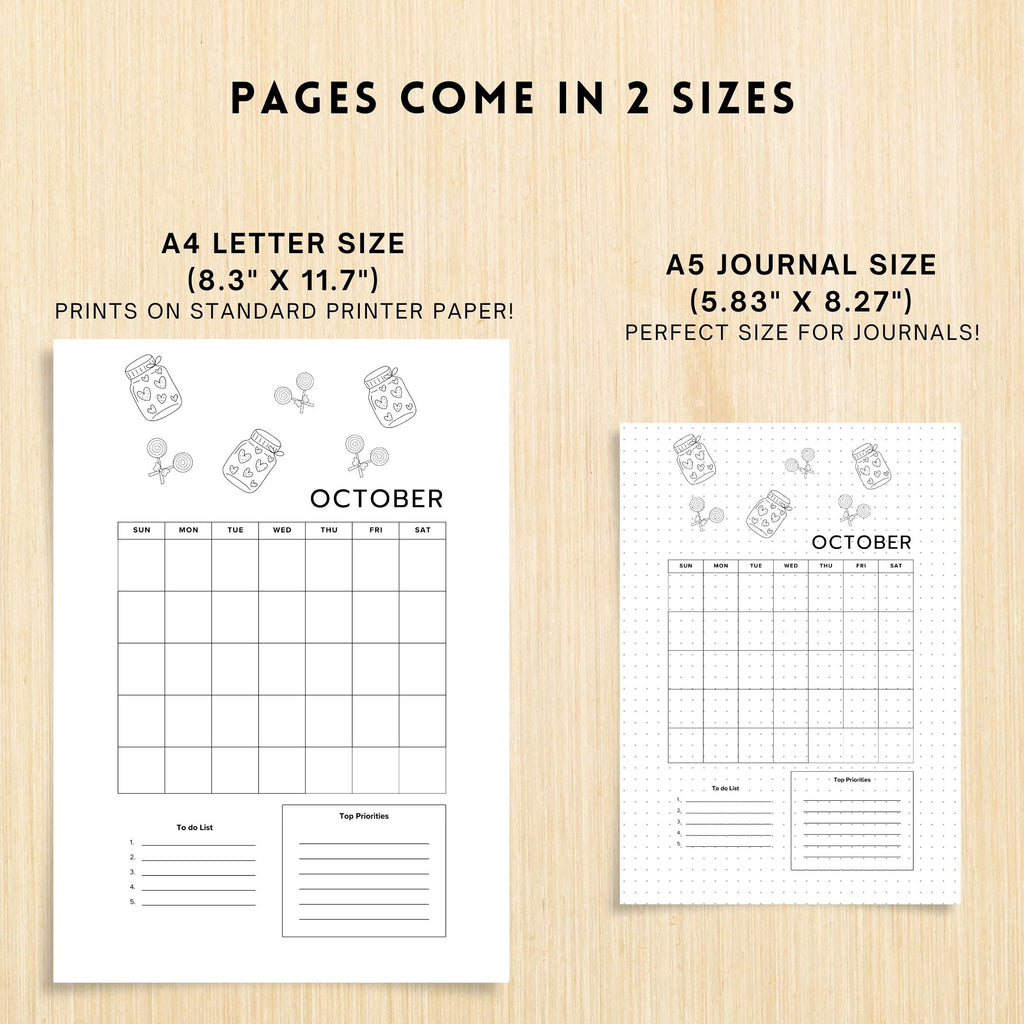 Bujo Template — 12 Month Calendar, Monthly Planner, Journal Calendar, PRINTABLE CALENDAR, Journal, Printabl... | Bloom Joyfully printable