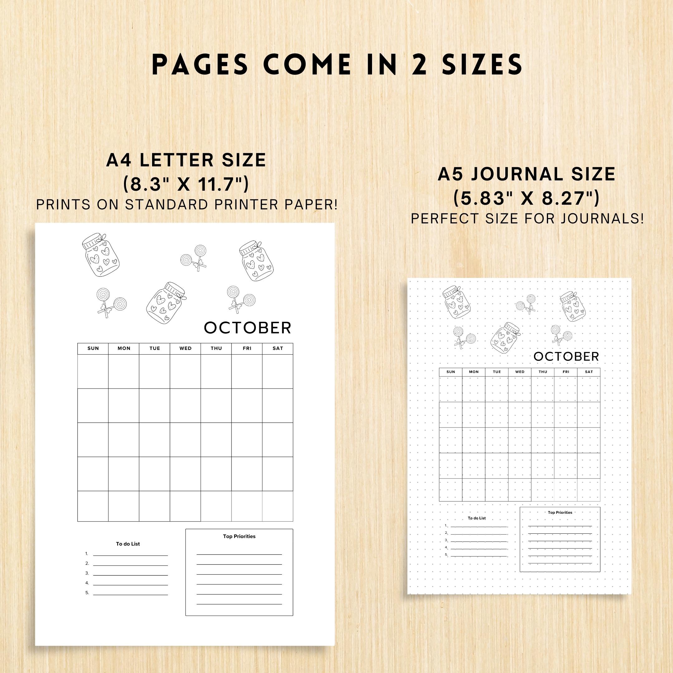 Bujo Template — 12 Month Calendar, Monthly Planner, Journal Calendar, PRINTABLE CALENDAR, Journal, Printabl... | Bloom Joyfully printable