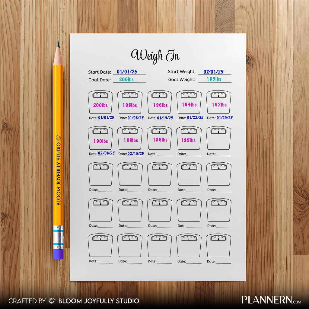 Body Weight Log — Weight Tracker PRINTABLE, Weigh, In Log, Weight Loss Planner, Fitness & Health Tracker, E... | Nutri Track printable