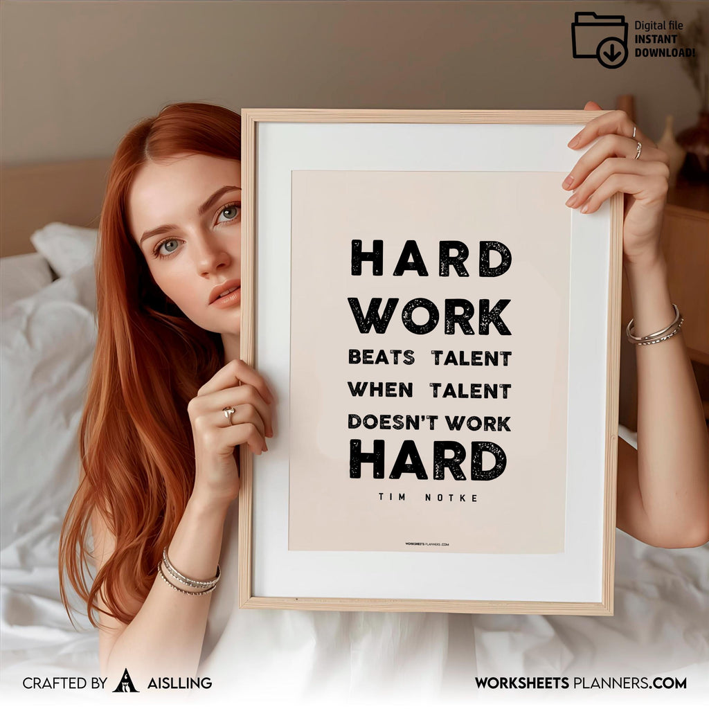 Aislling — Hard work beats Quotes, NBA Sports, Printable NBA Poster, Teenager kid basketball gift, NBA post... | Aislling printable