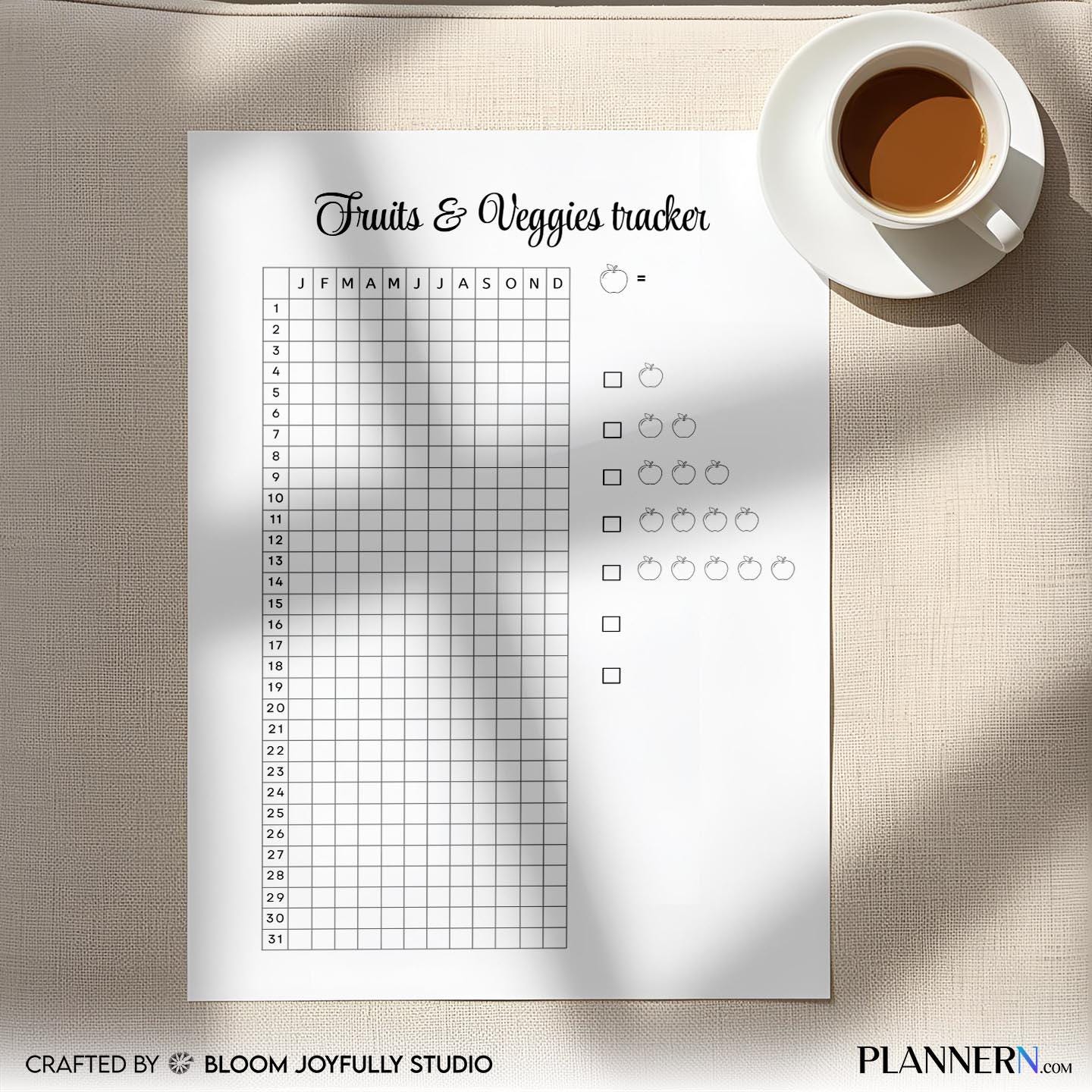 Clean Eating Tracker — Fruits and Veggies Tracker PRINTABLE, Daily Fruit & Vegetable Intake Log, Healthy Ea... | Nutri Track printable