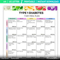 Blood Sugar Control — Type 1 Diabetes Meal Plan Printable, Blood Sugar Friendly Meals, Diabetic Diet Pdf, D... | Nutri Track printable