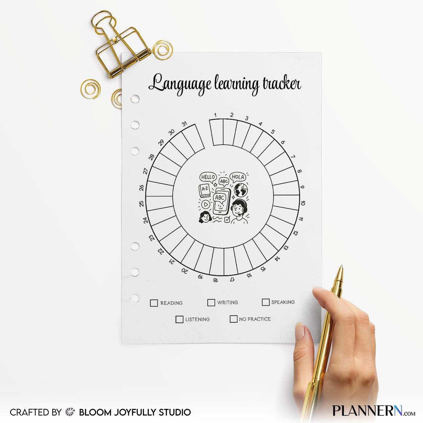 Fluency Tracker — Language Learning Tracker Printable, Study Tracker, Language Study Planner, Language Flue... | Bloom Joyfully printable
