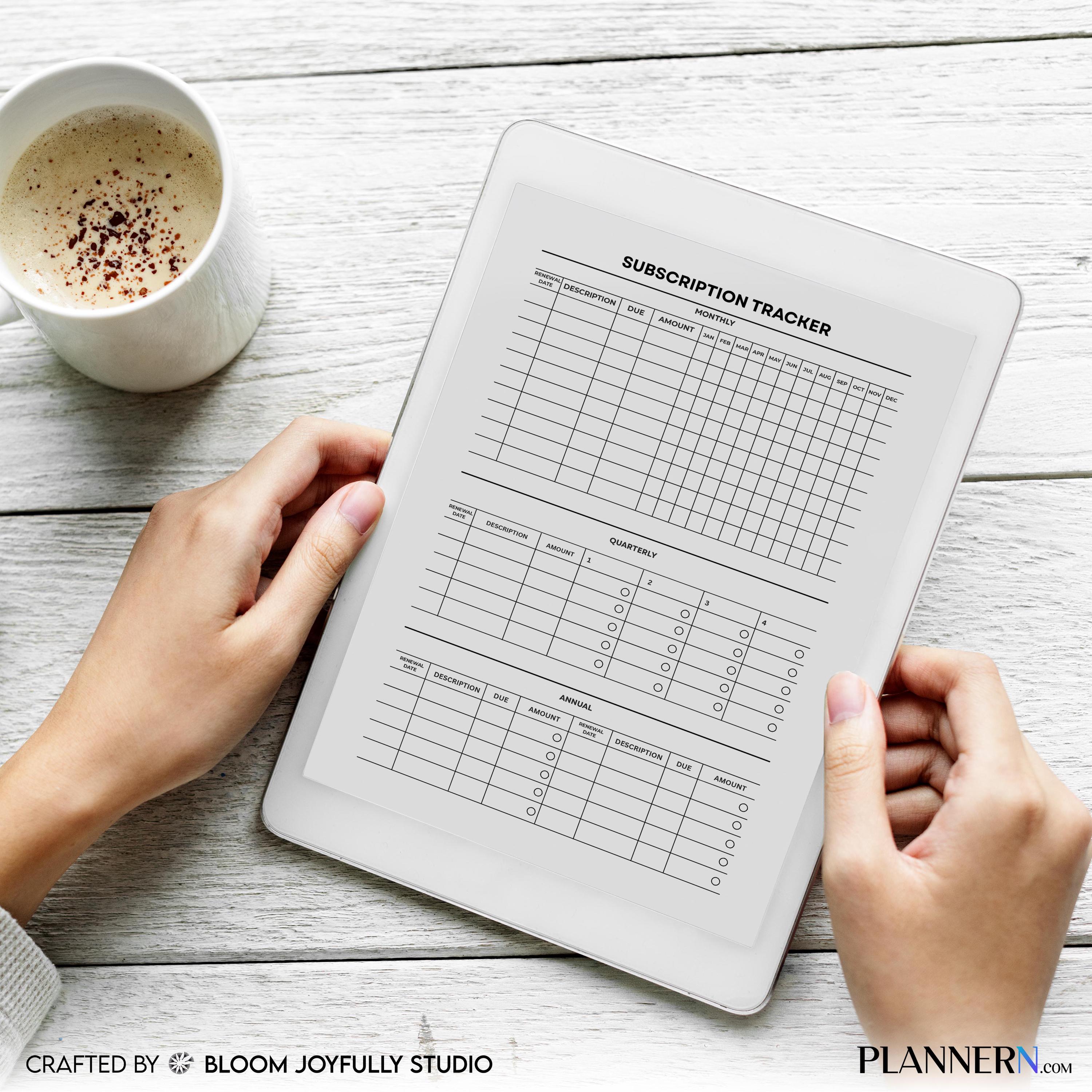 Bills Tracker — Subscription Tracker PRINTABLE, Expense Tracker, Bill Tracker, Track Subscriptions, Bill Pa... | Bloom Joyfully printable