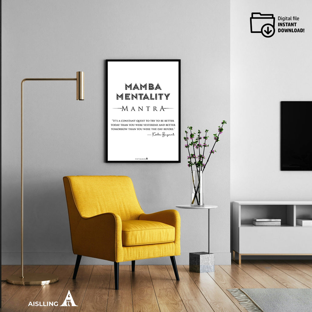 Aislling — Kobe Bryant Mamba Mentality Definition Posters, NBA Black Mamba Basketball Mindset Printable Wal... | Aislling printable
