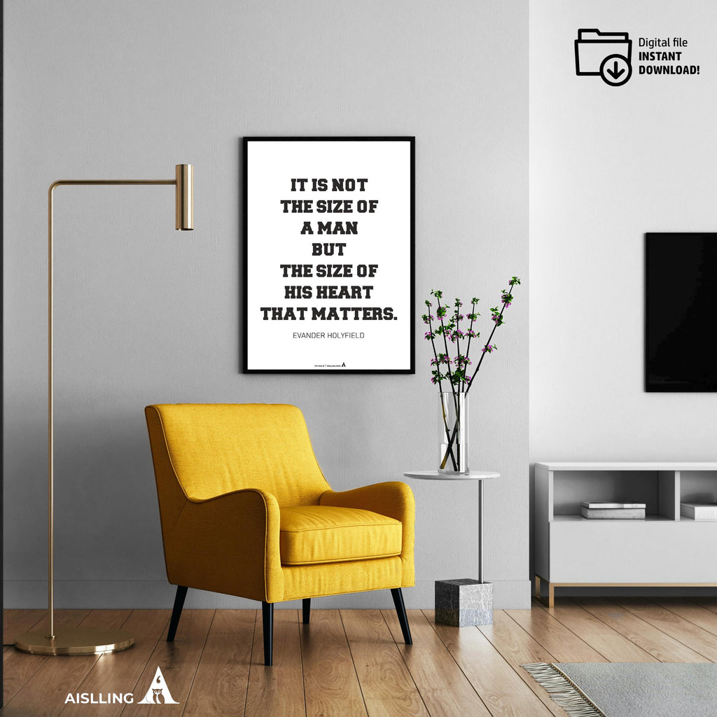 Aislling — Inspirational Quote Wall Art for Boys Room, "It's Not the Size of a Man", Black & White Printabl... | Aislling printable