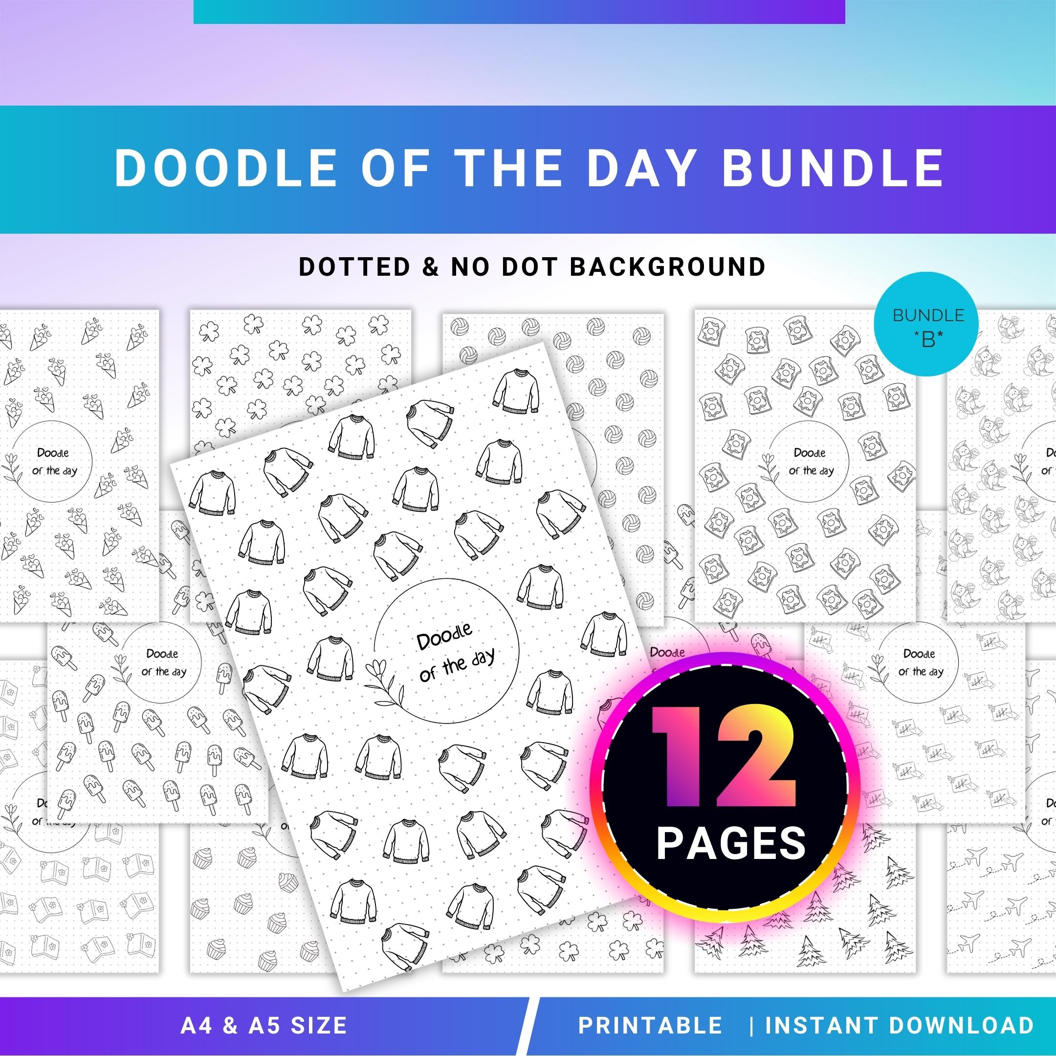 365 Days Drawing — DOODLE of the Day Bundle, Daily Doodle Journal, Creative Doodle of the Day, PRINTABLE Jo... | Mindfulness printable