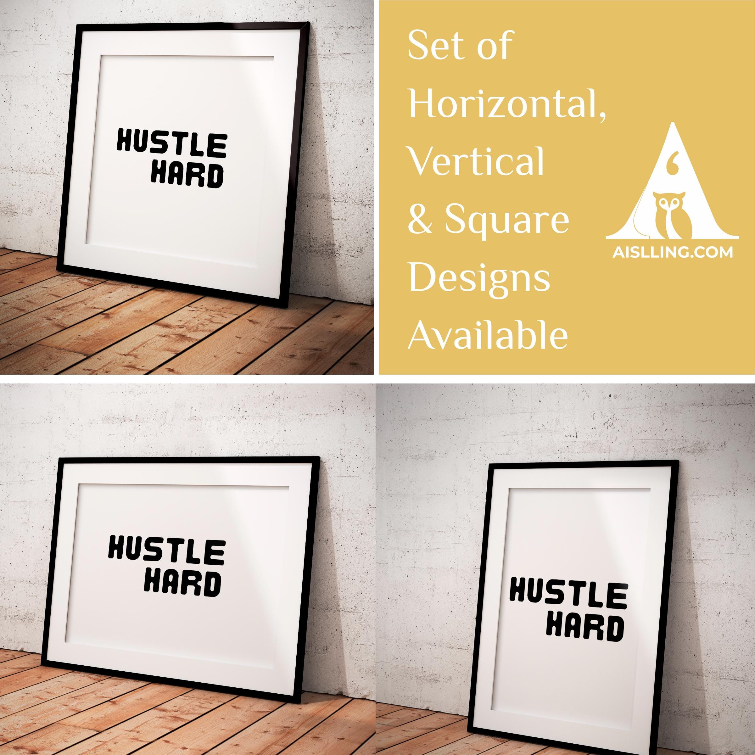 Boho Typography Wall — Hustle Hard Printable Wall Art, Motivational Quote Poster, Pastel Affirmation Print,... | Mindfulness printable