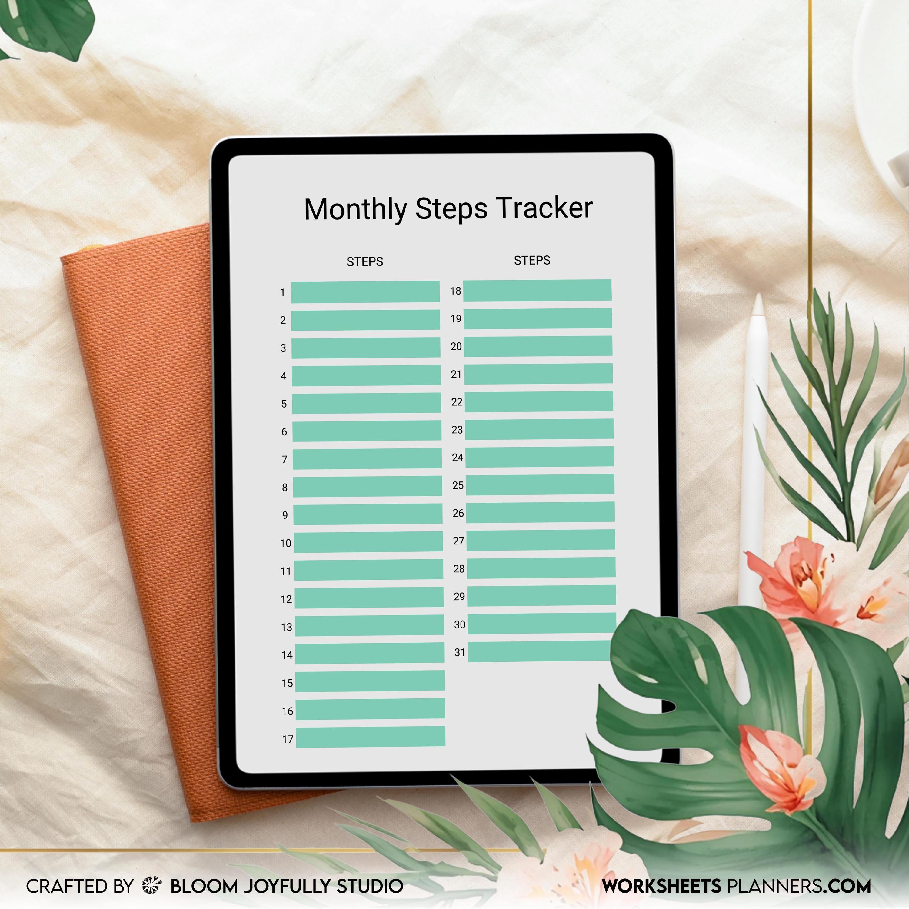 10K Step Tracker — Monthly Steps Tracker PRINTABLE, Daily Step Count Log, Fitness Walking Tracker, Health P... | Nutri Track printable