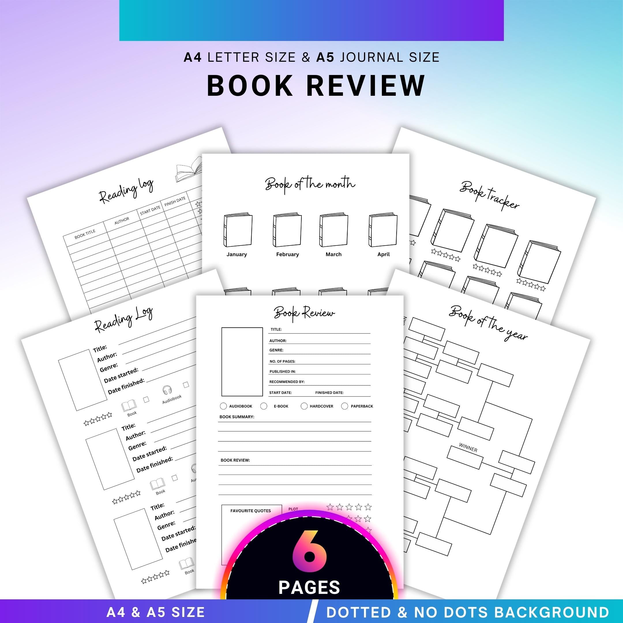 Book Challenge — Book Review Template Printable, Book Lovers Inserts, Book Log and Review, Book Rating, Dai... | Bloom Joyfully printable